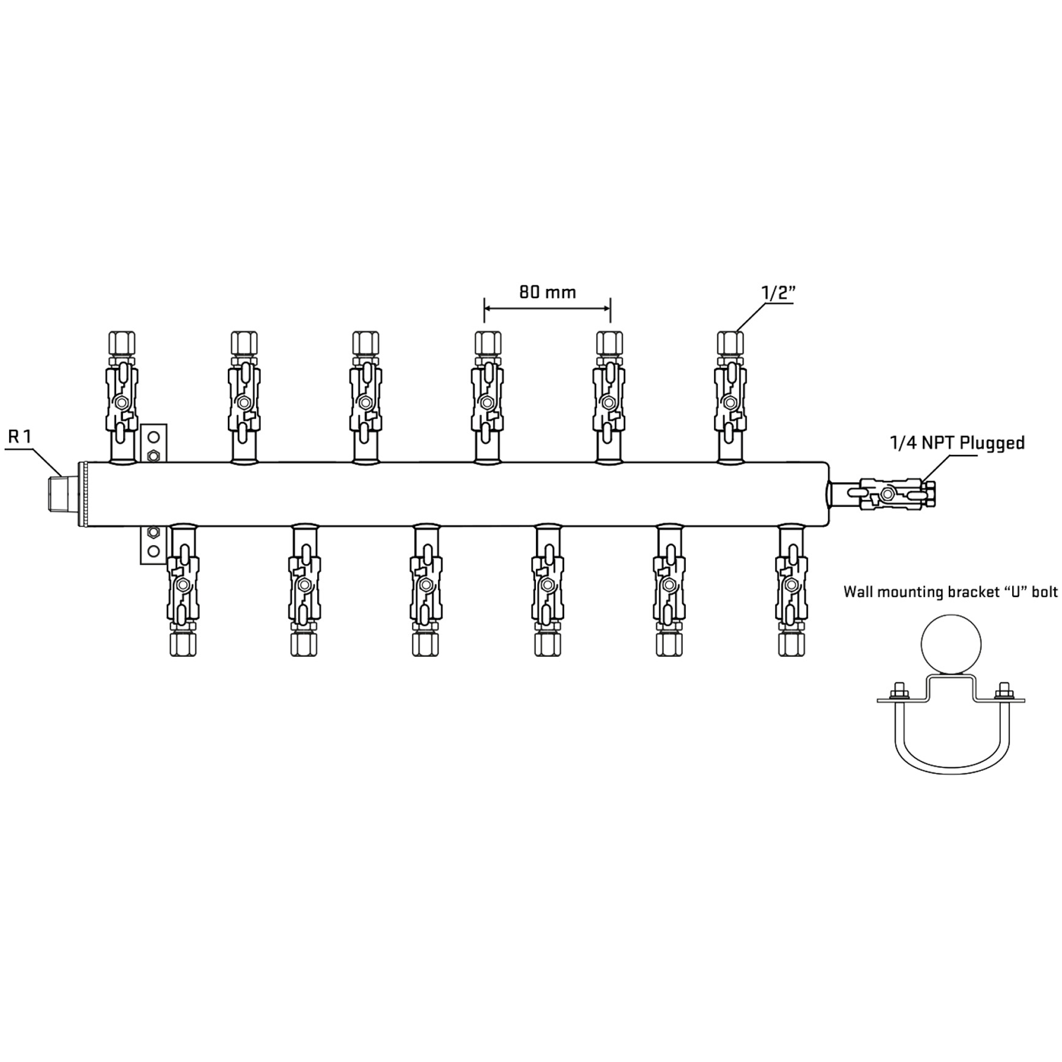 M5F2A050521 Manifolds Stainless Steel Double Sided