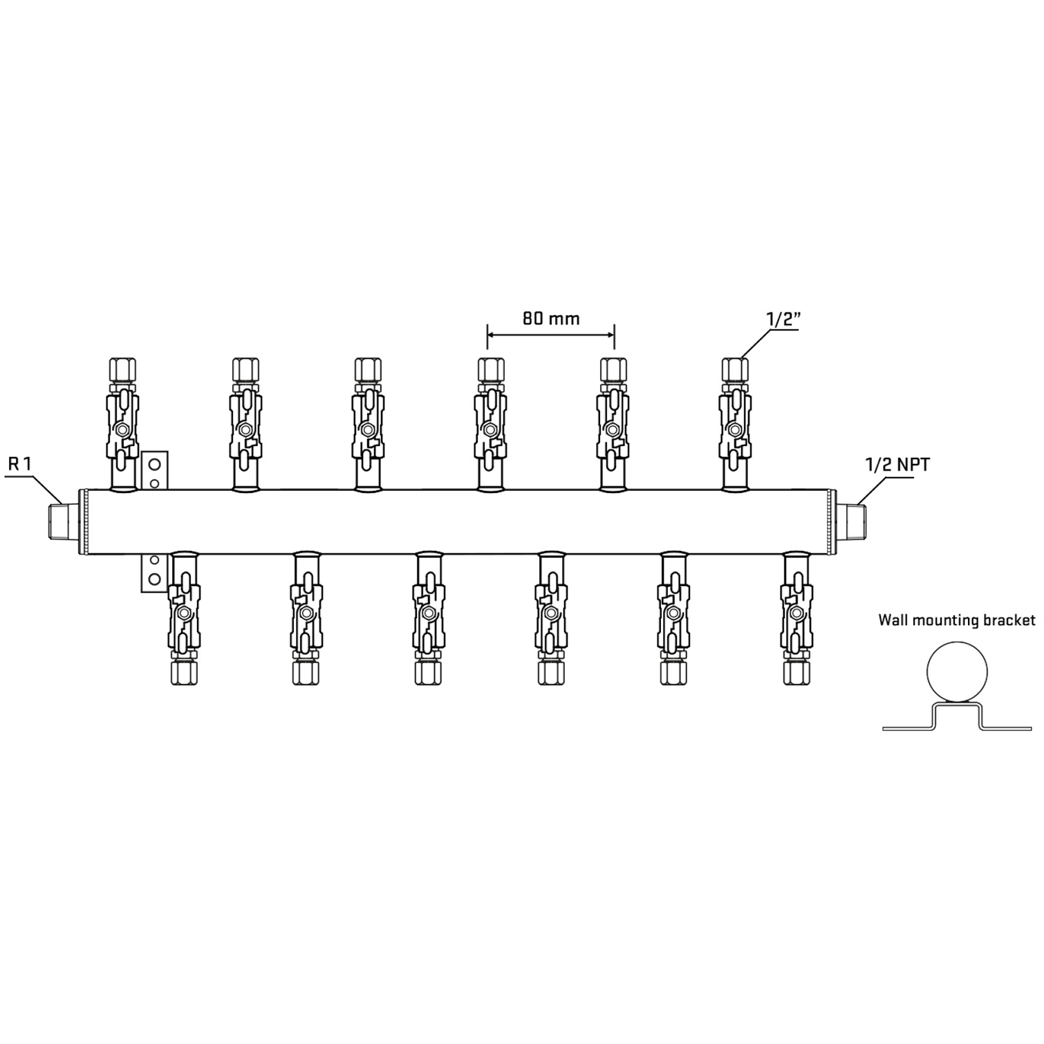 M5F2A050532 Manifolds Stainless Steel Double Sided