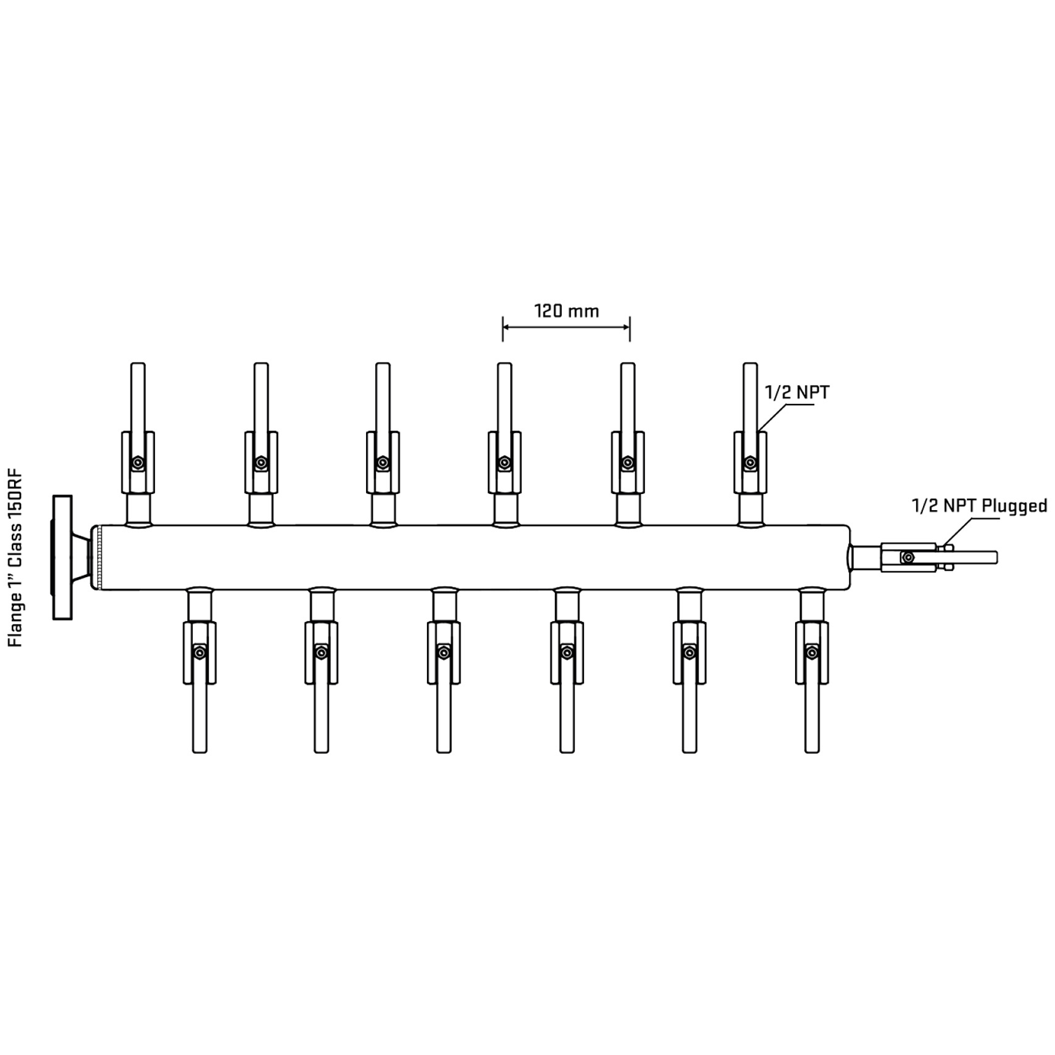 M5F2B080110 Manifolds Stainless Steel Double Sided