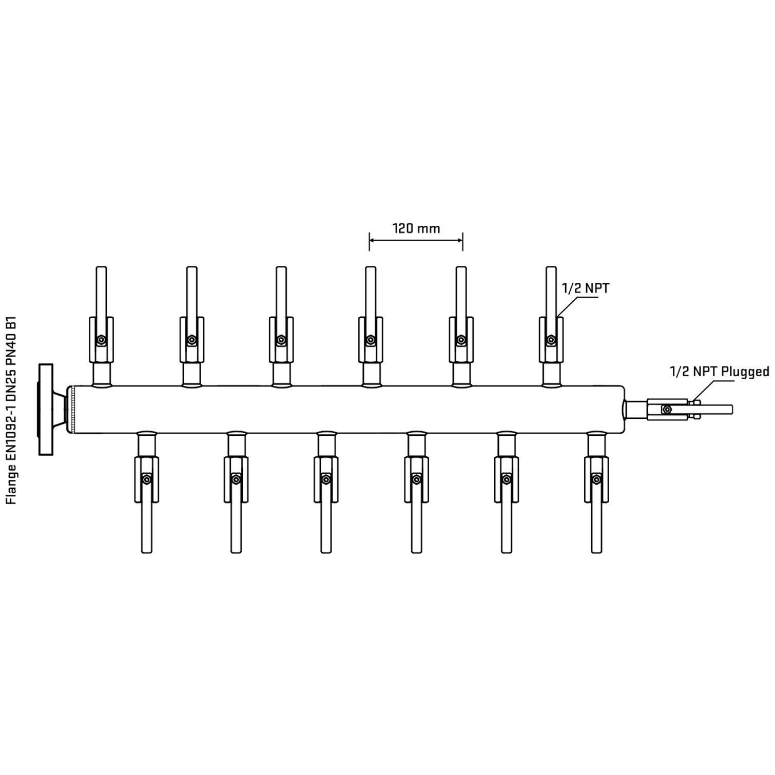 M5F2B080310 Manifolds Stainless Steel Double Sided