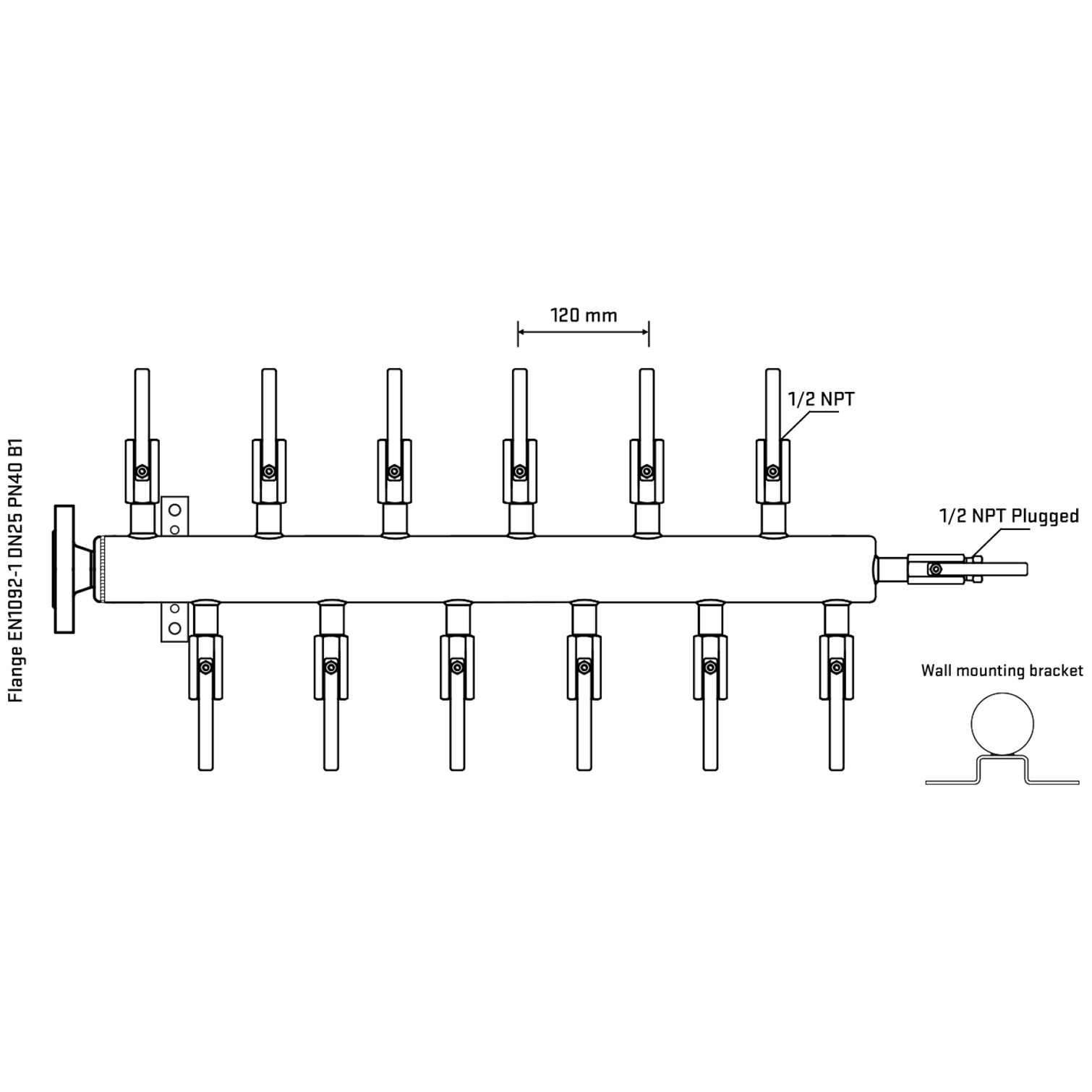 M5F2B080312 Manifolds Stainless Steel Double Sided