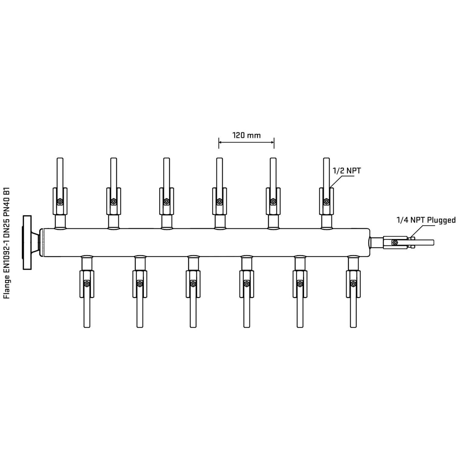 M5F2B080320 Manifolds Stainless Steel Double Sided