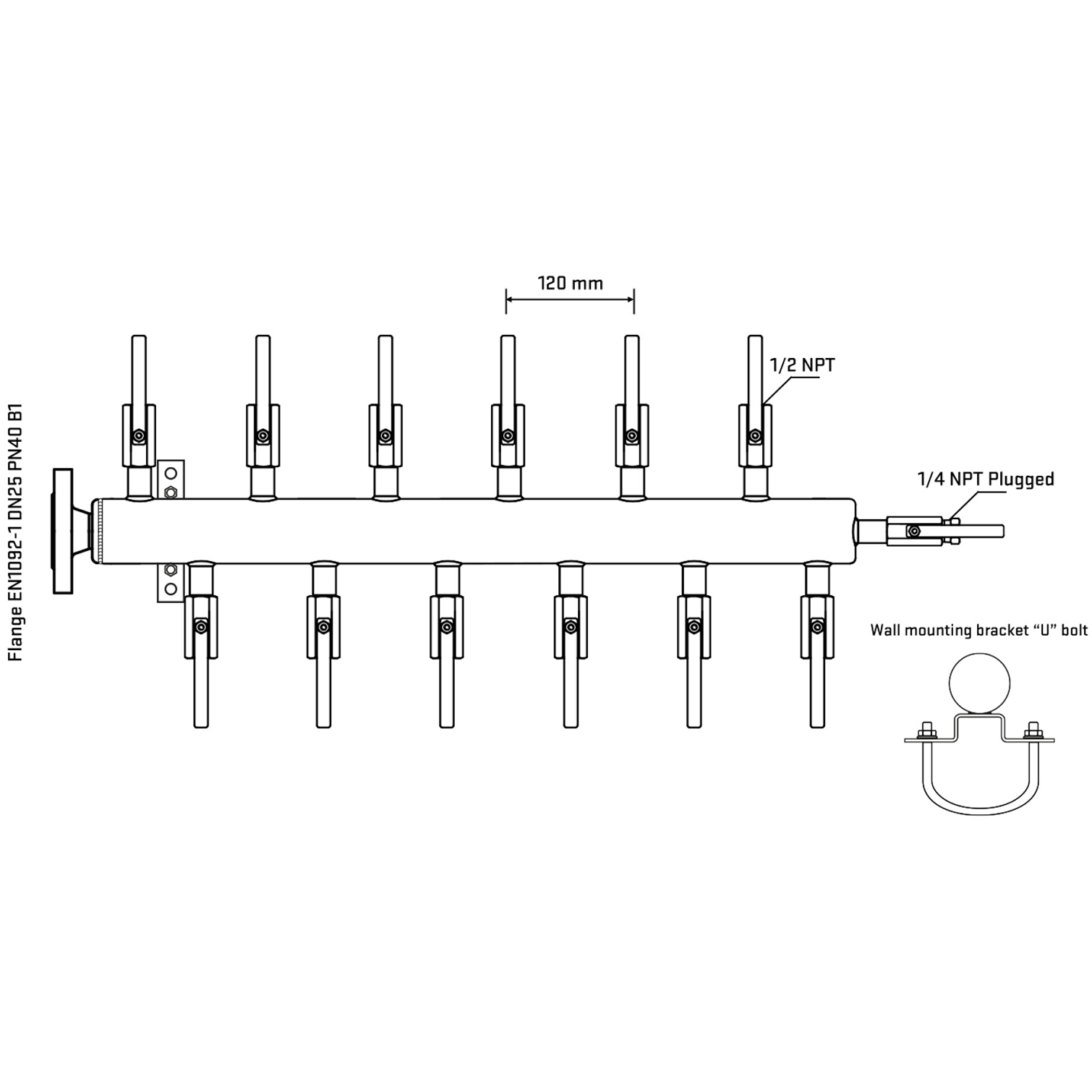 M5F2B080321 Manifolds Stainless Steel Double Sided