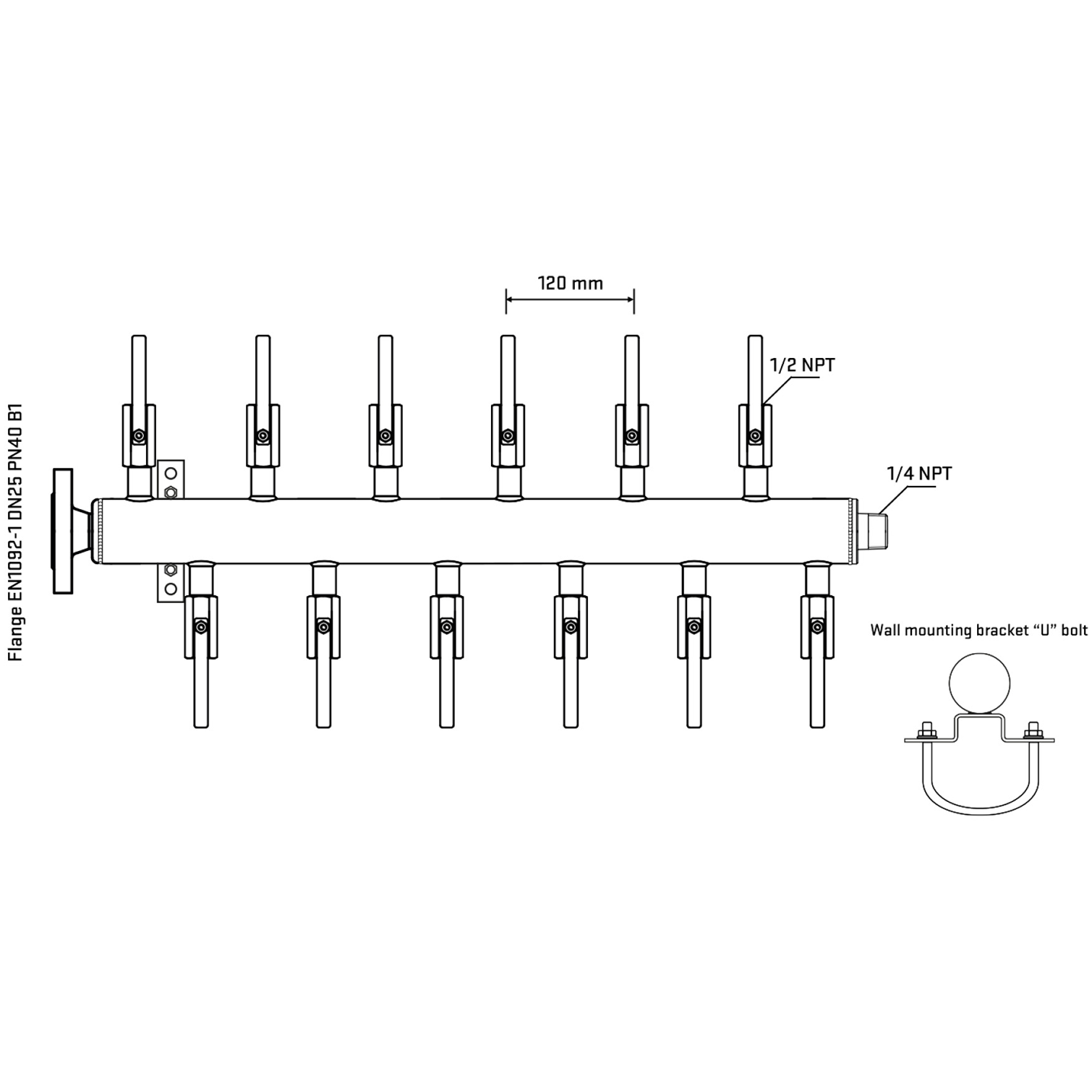 M5F2B080341 Manifolds Stainless Steel Double Sided