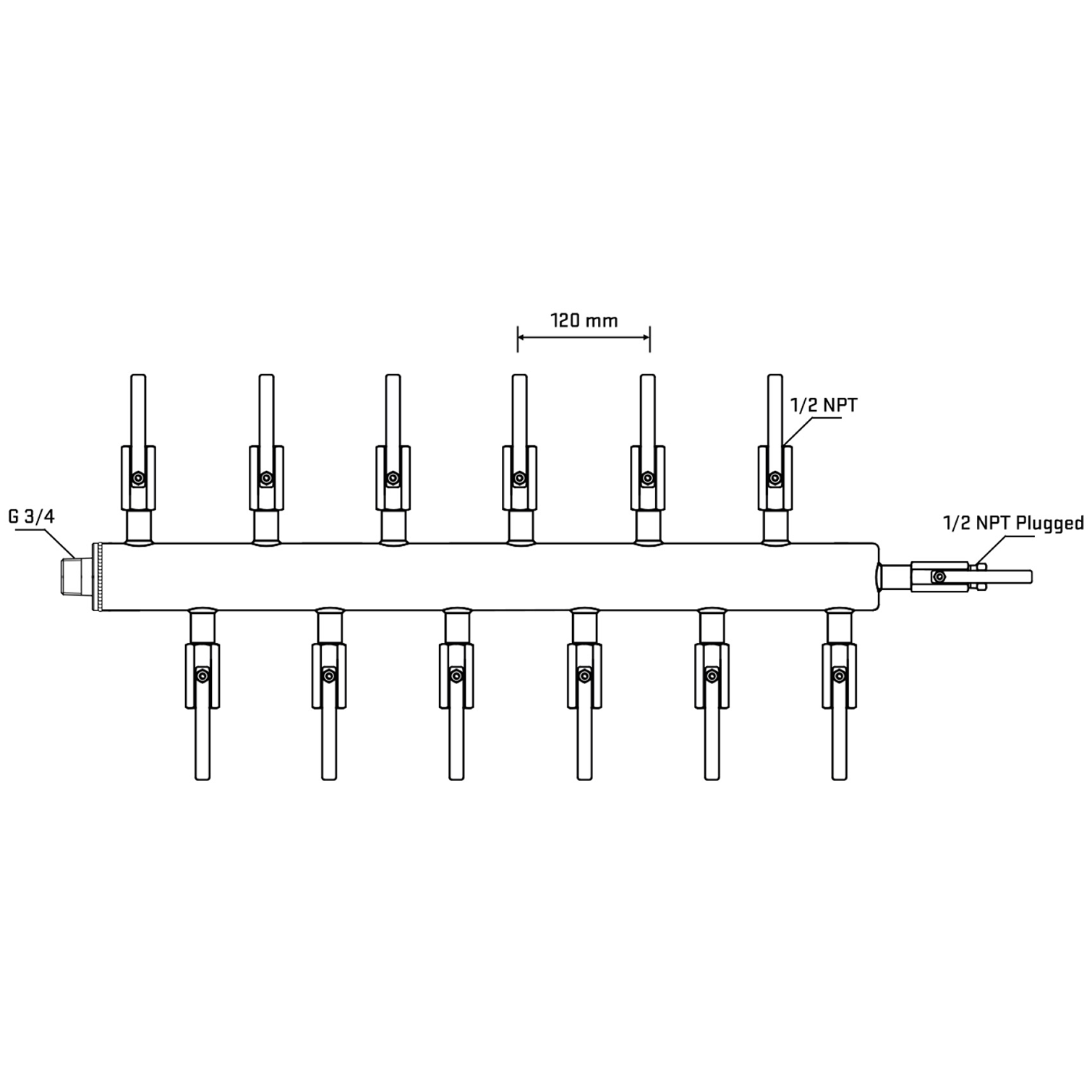 M5F2B080410 Manifolds Stainless Steel Double Sided