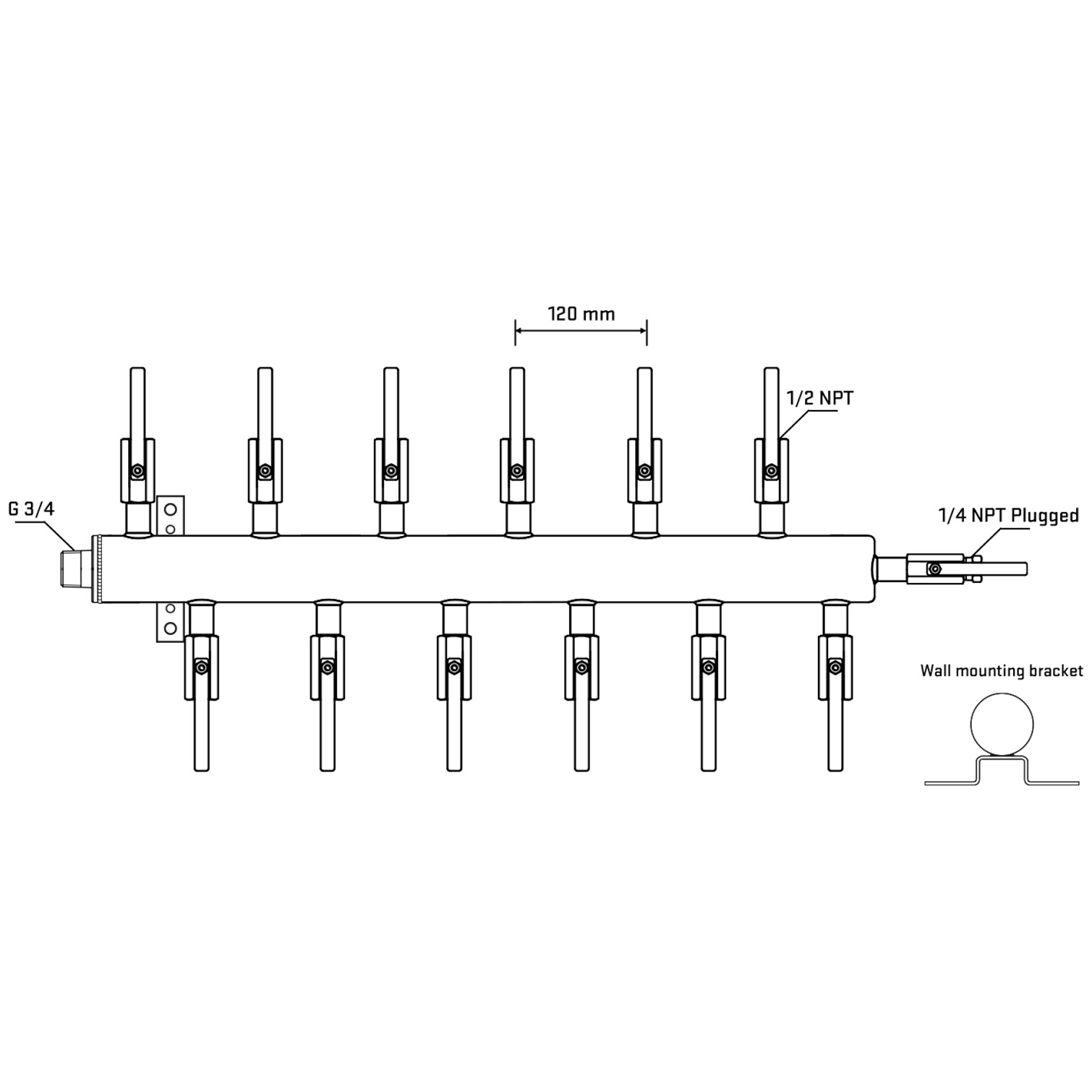 M5F2B080422 Manifolds Stainless Steel Double Sided