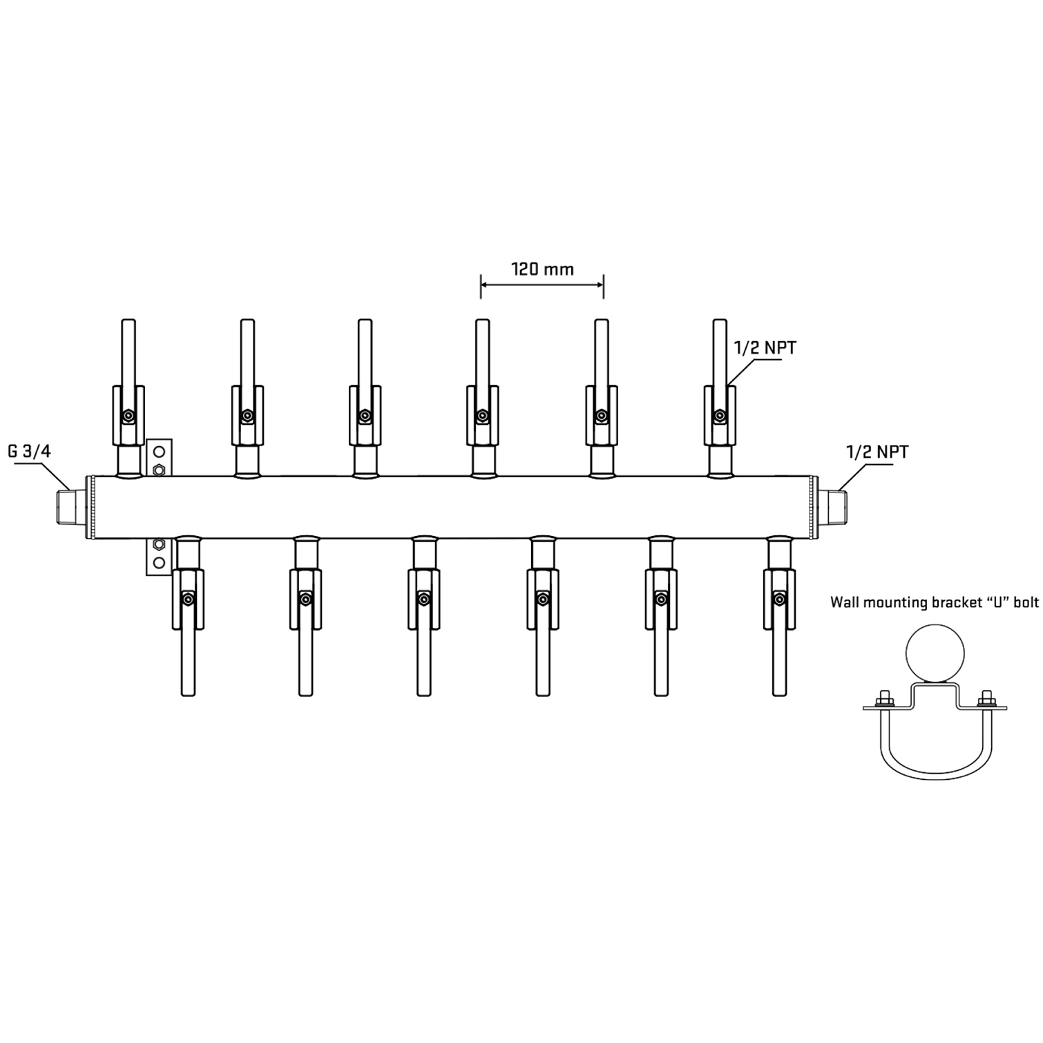 M5F2B080431 Manifolds Stainless Steel Double Sided