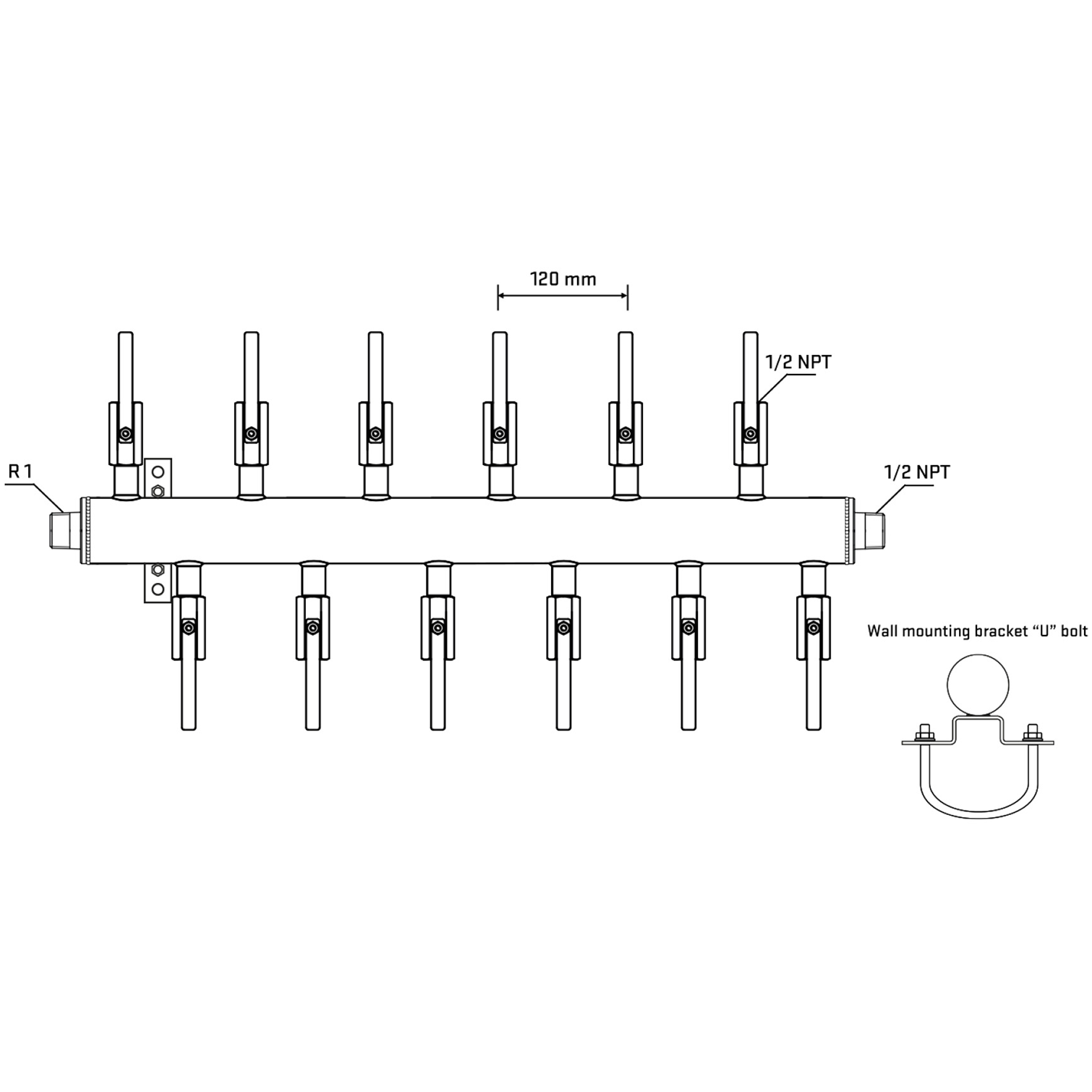 M5F2B080531 Manifolds Stainless Steel Double Sided