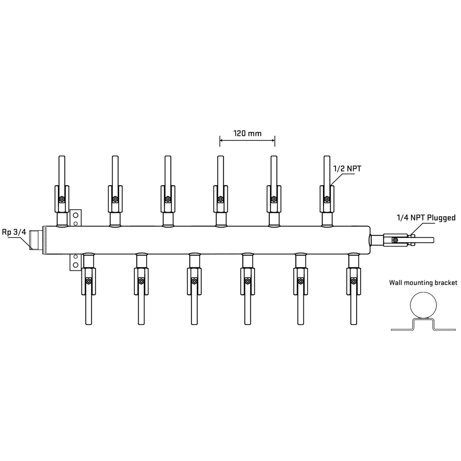 M5F2B080622 Manifolds Stainless Steel Double Sided