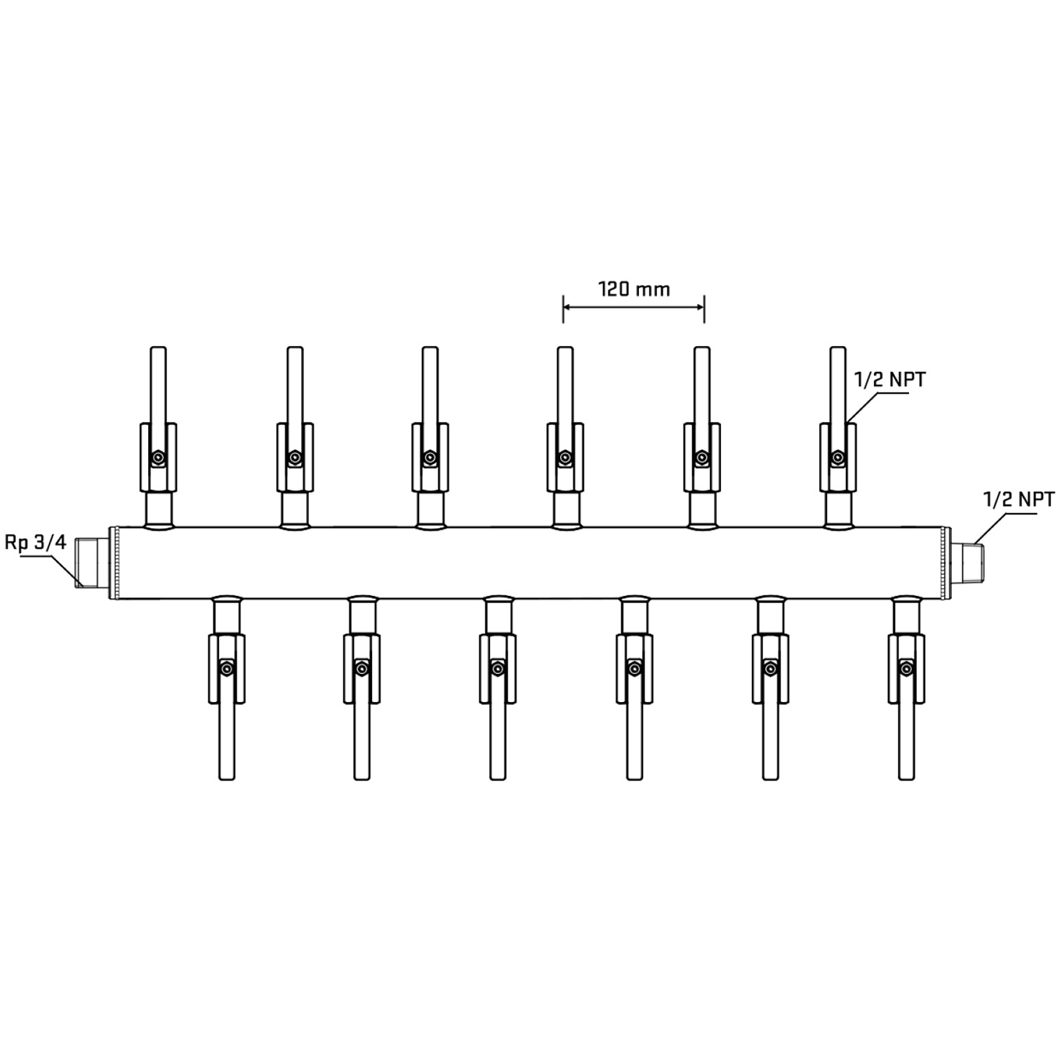 M5F2B080630 Manifolds Stainless Steel Double Sided