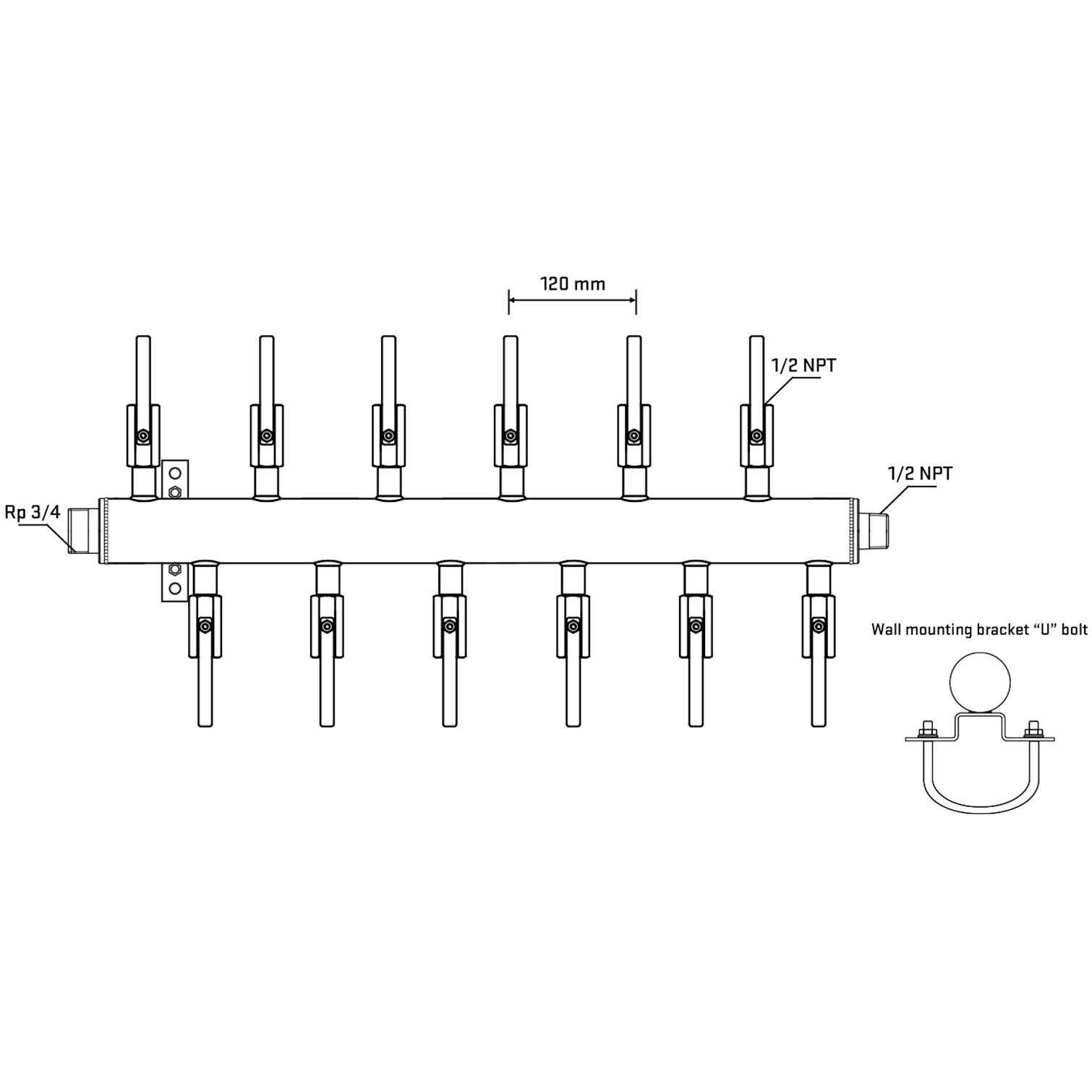 M5F2B080631 Manifolds Stainless Steel Double Sided