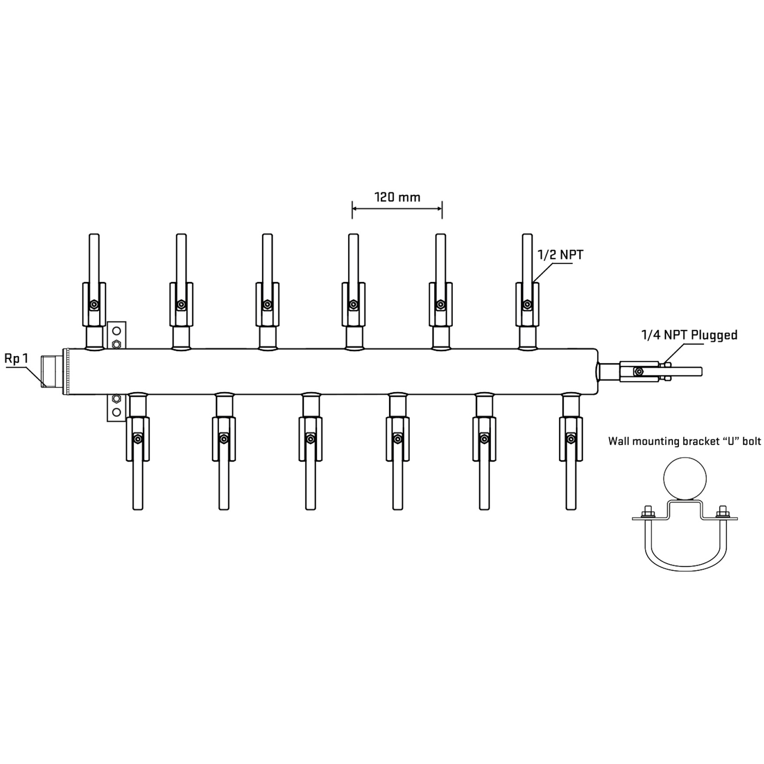 M5F2B080721 Manifolds Stainless Steel Double Sided