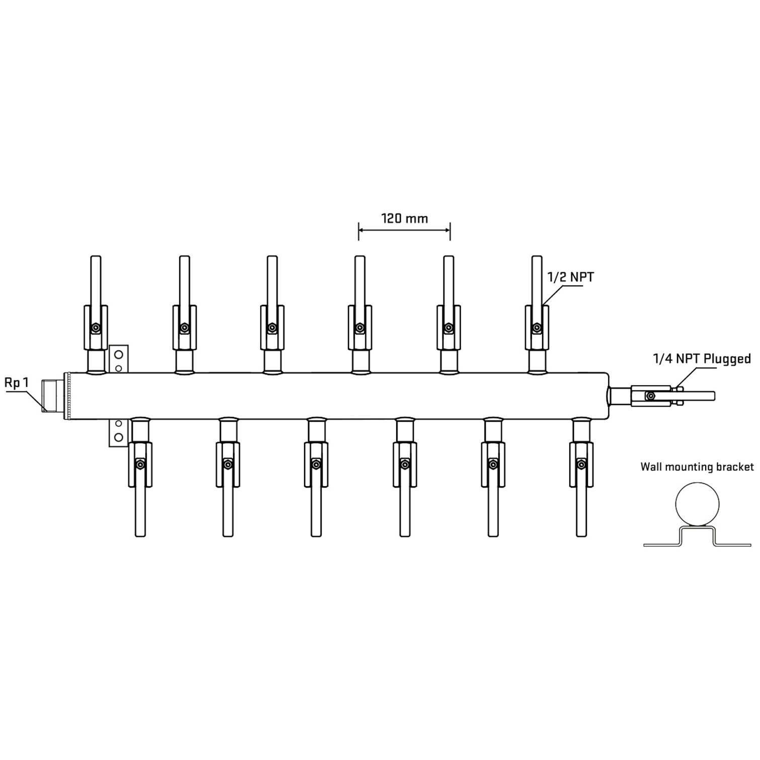 M5F2B080722 Manifolds Stainless Steel Double Sided