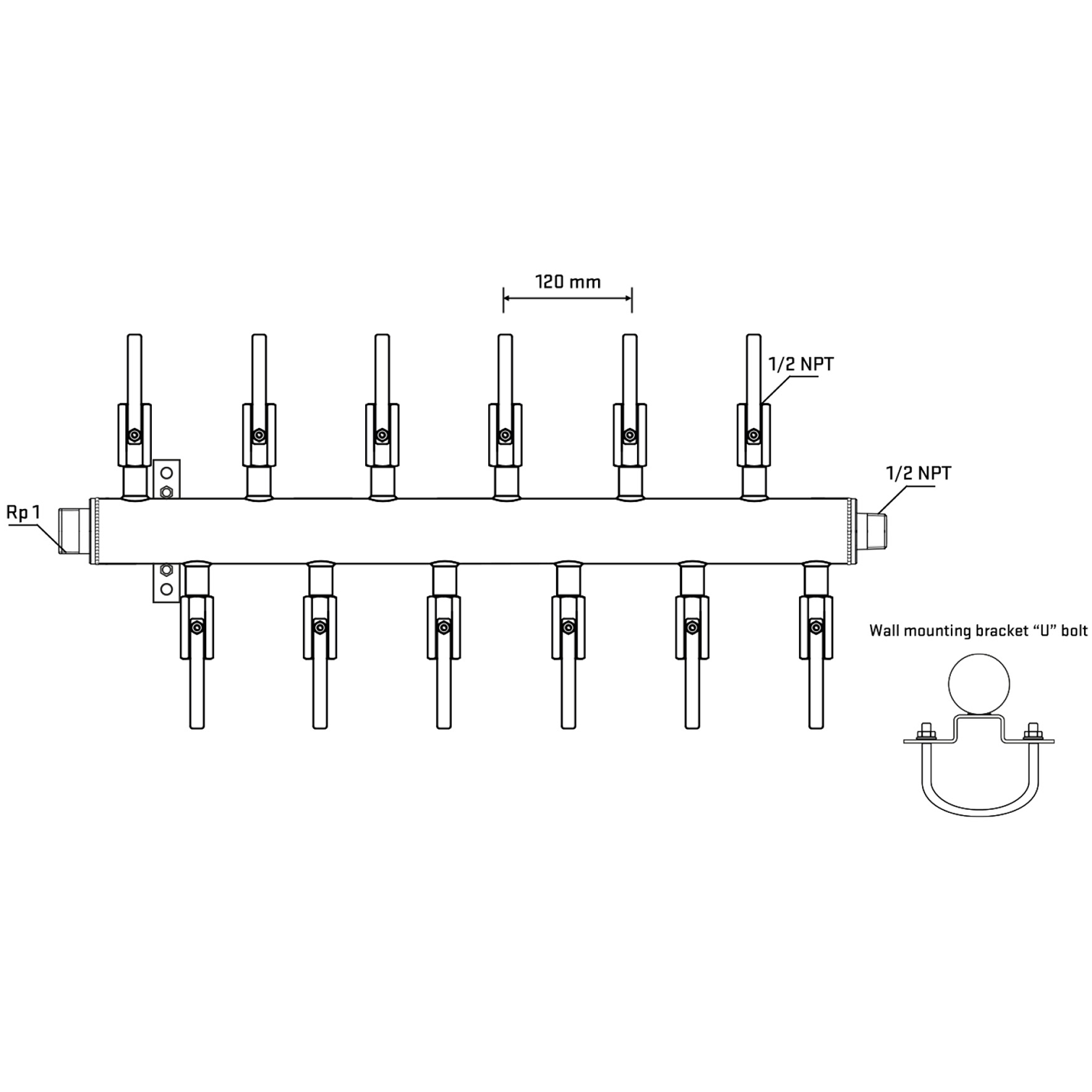 M5F2B080731 Manifolds Stainless Steel Double Sided