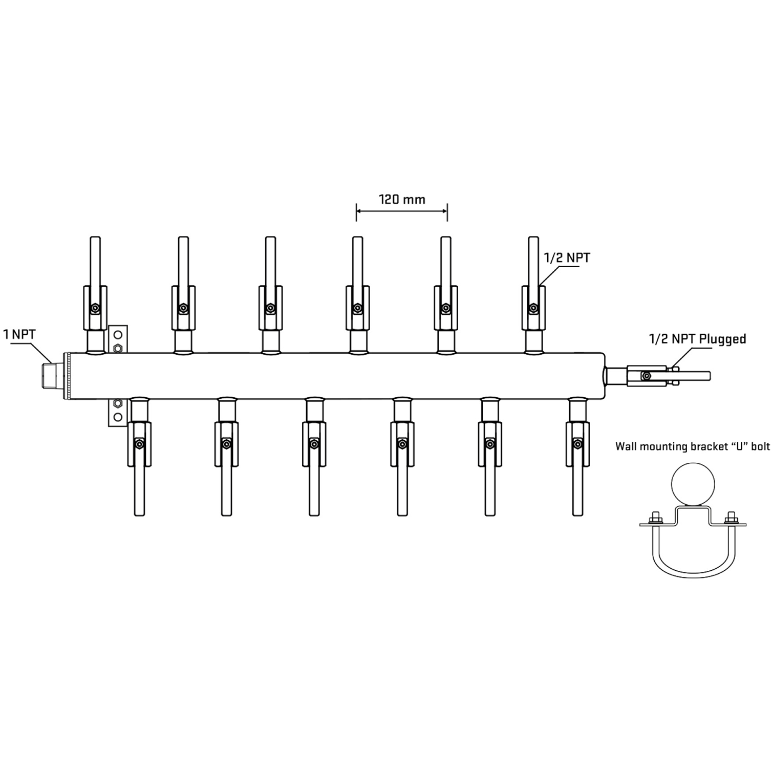 M5F2B080911 Manifolds Stainless Steel Double Sided