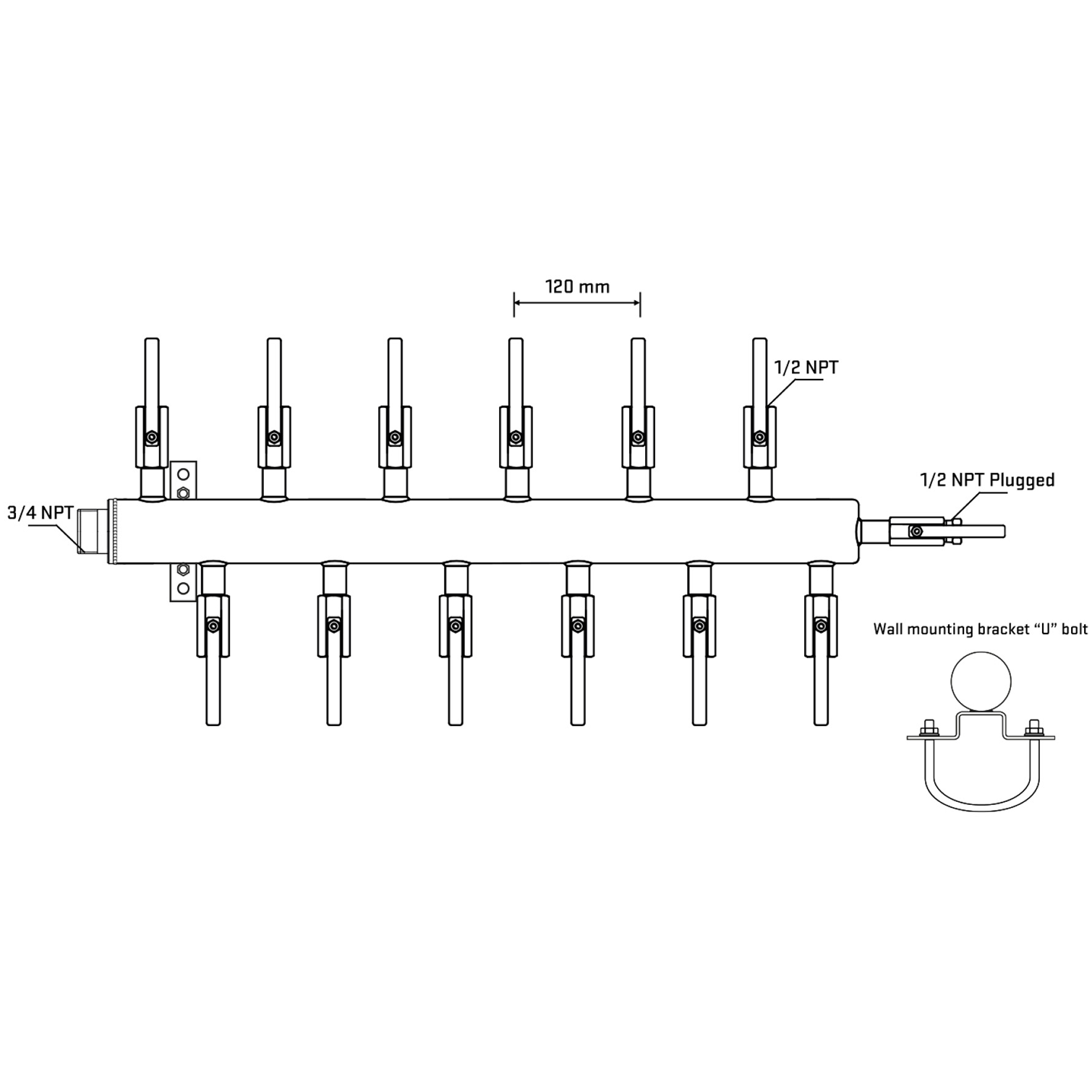 M5F2B081011 Manifolds Stainless Steel Double Sided