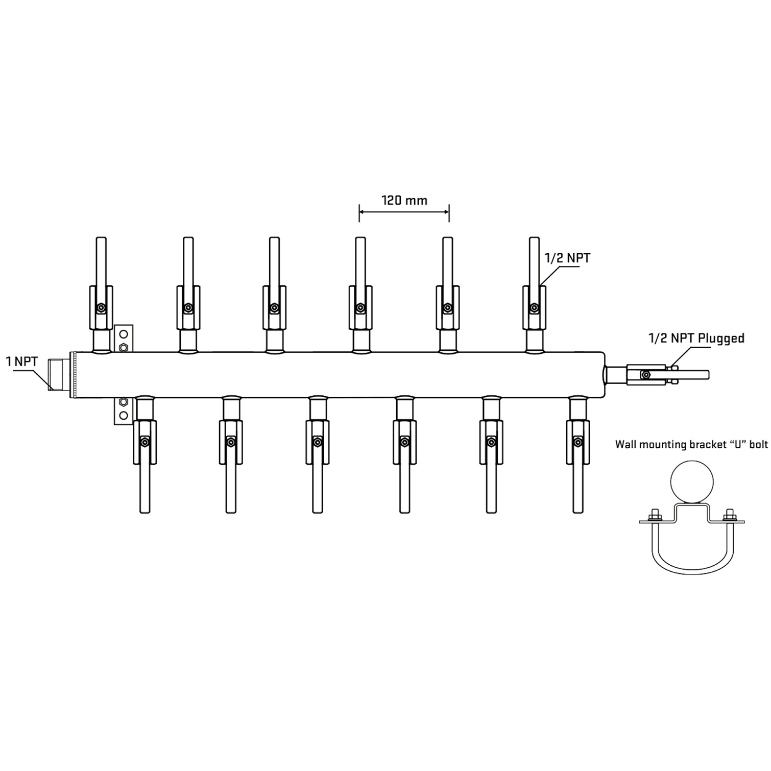 M5F2B081111 Manifolds Stainless Steel Double Sided