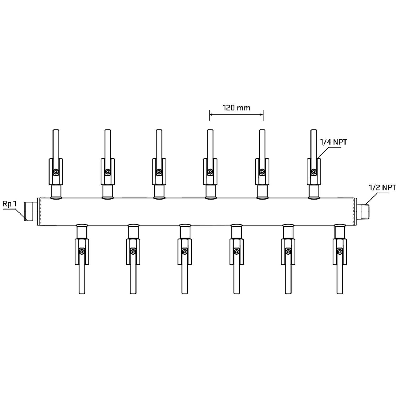 M5F2B090730 Manifolds Stainless Steel Double Sided