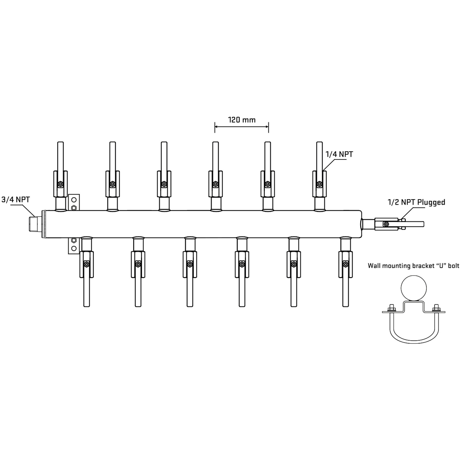 M5F2B090811 Manifolds Stainless Steel Double Sided