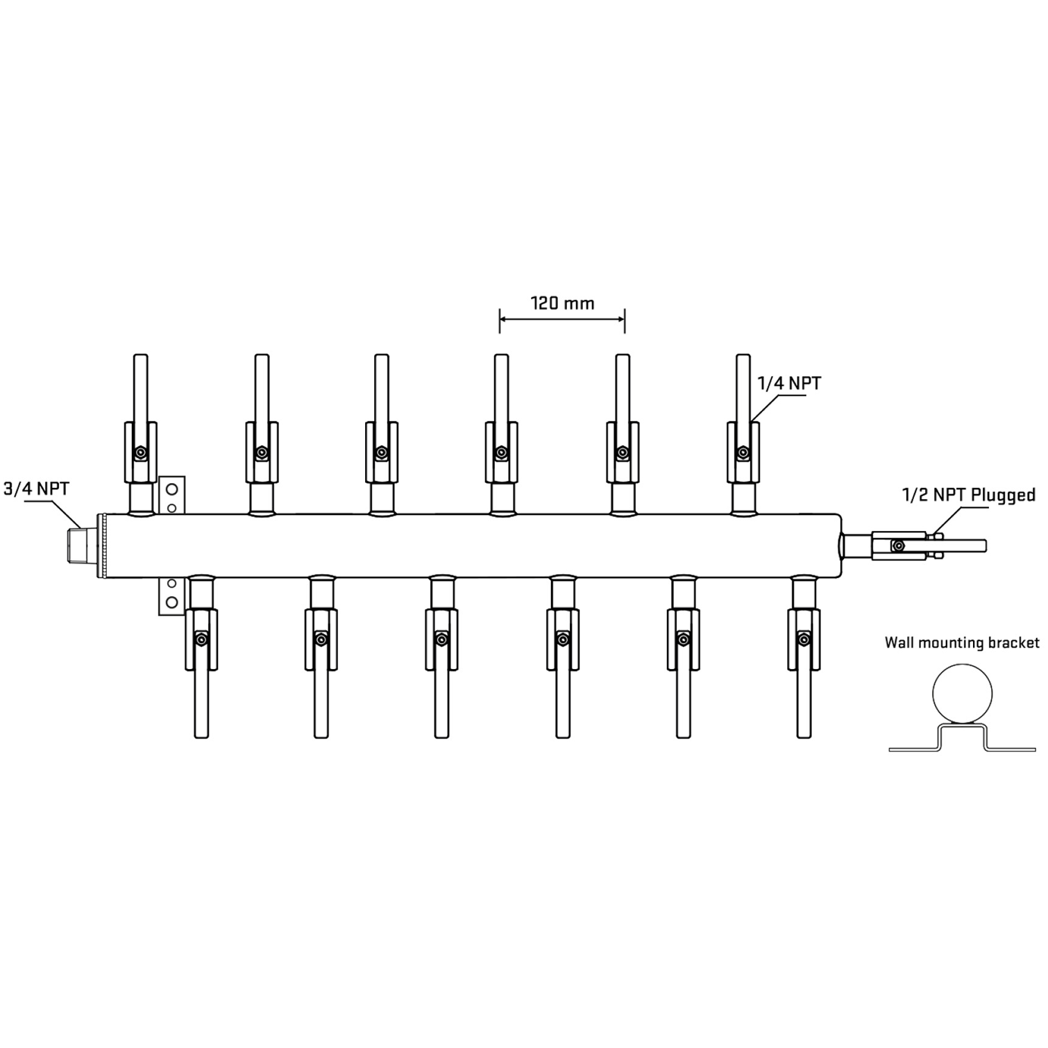 M5F2B090812 Manifolds Stainless Steel Double Sided