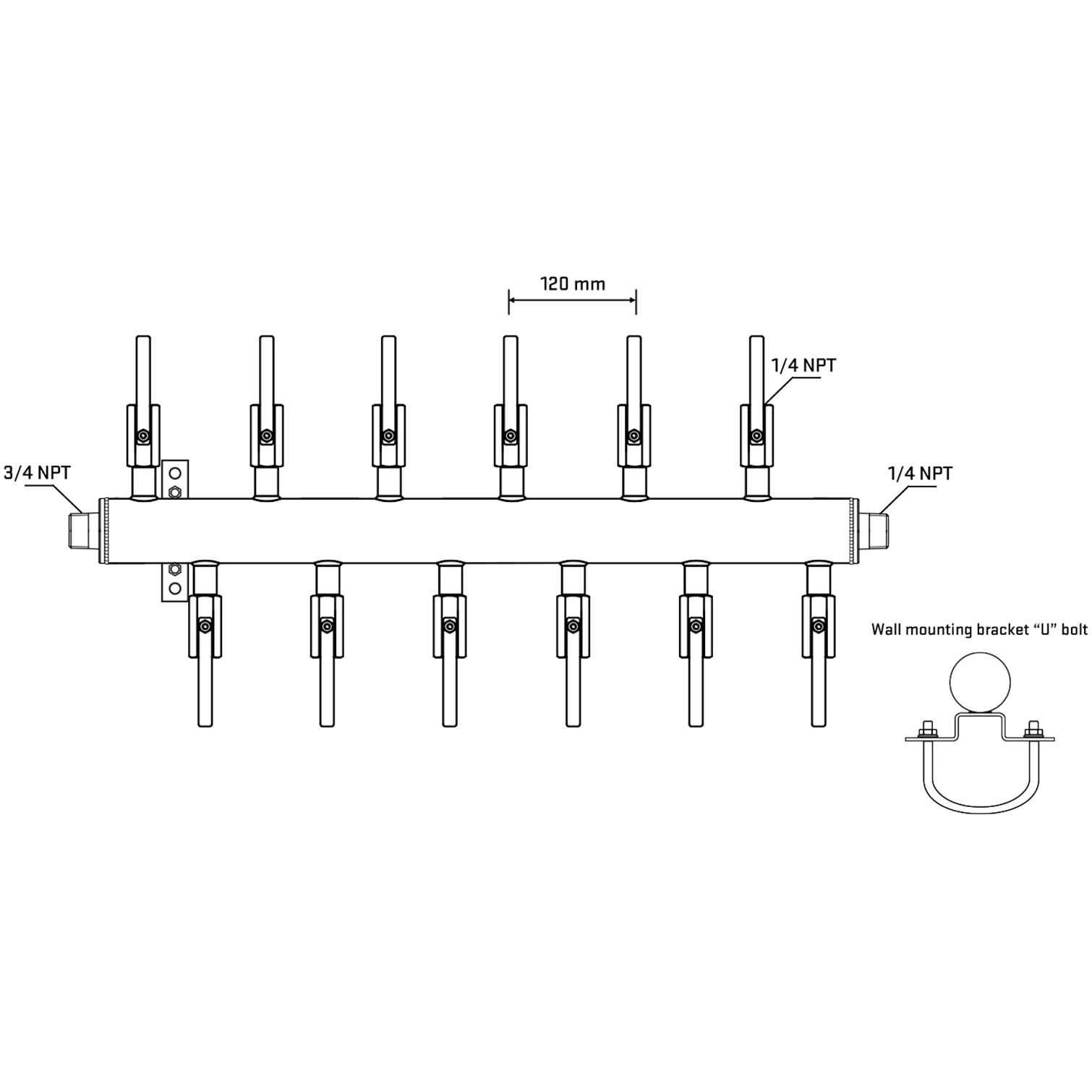 M5F2B090841 Manifolds Stainless Steel Double Sided