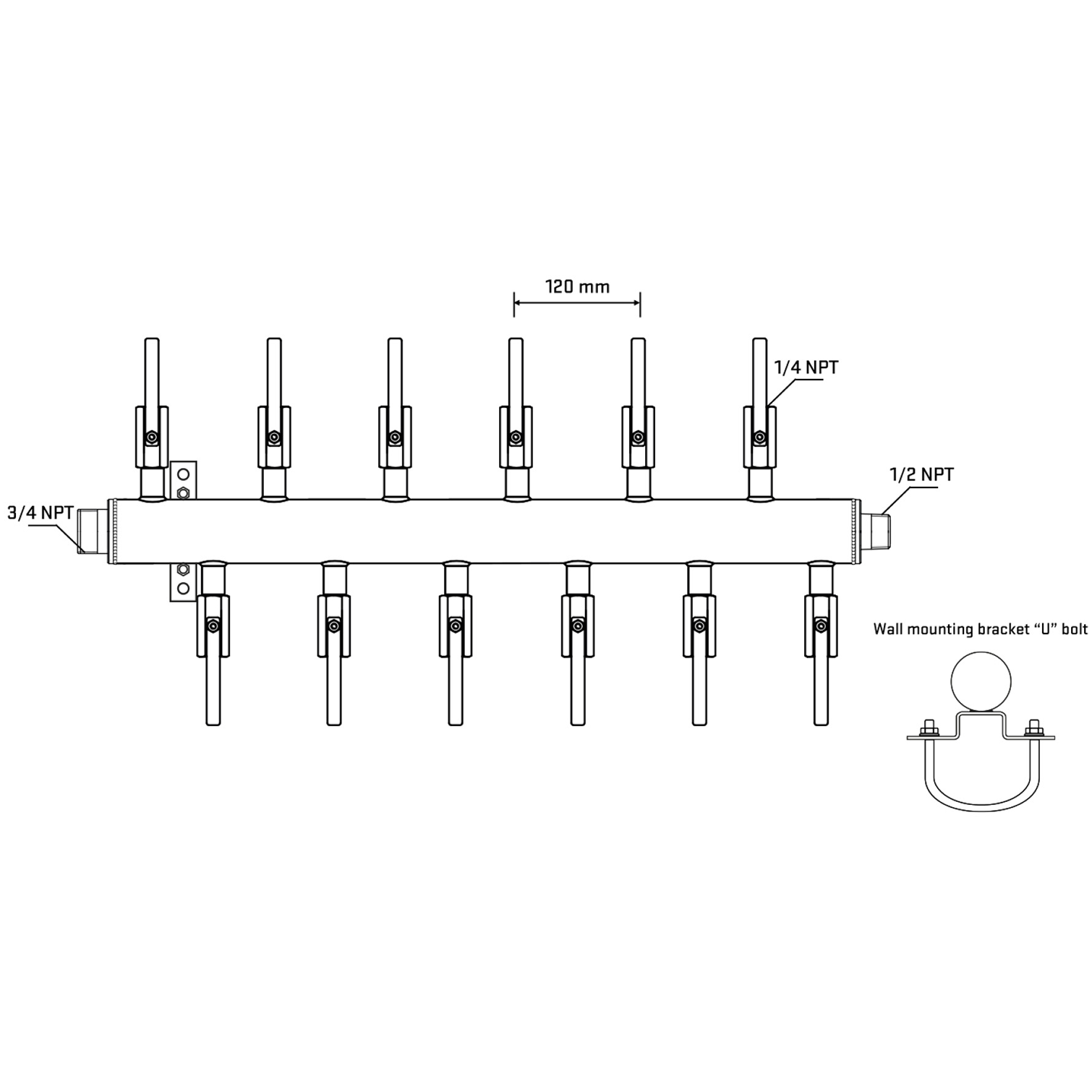 M5F2B091031 Manifolds Stainless Steel Double Sided