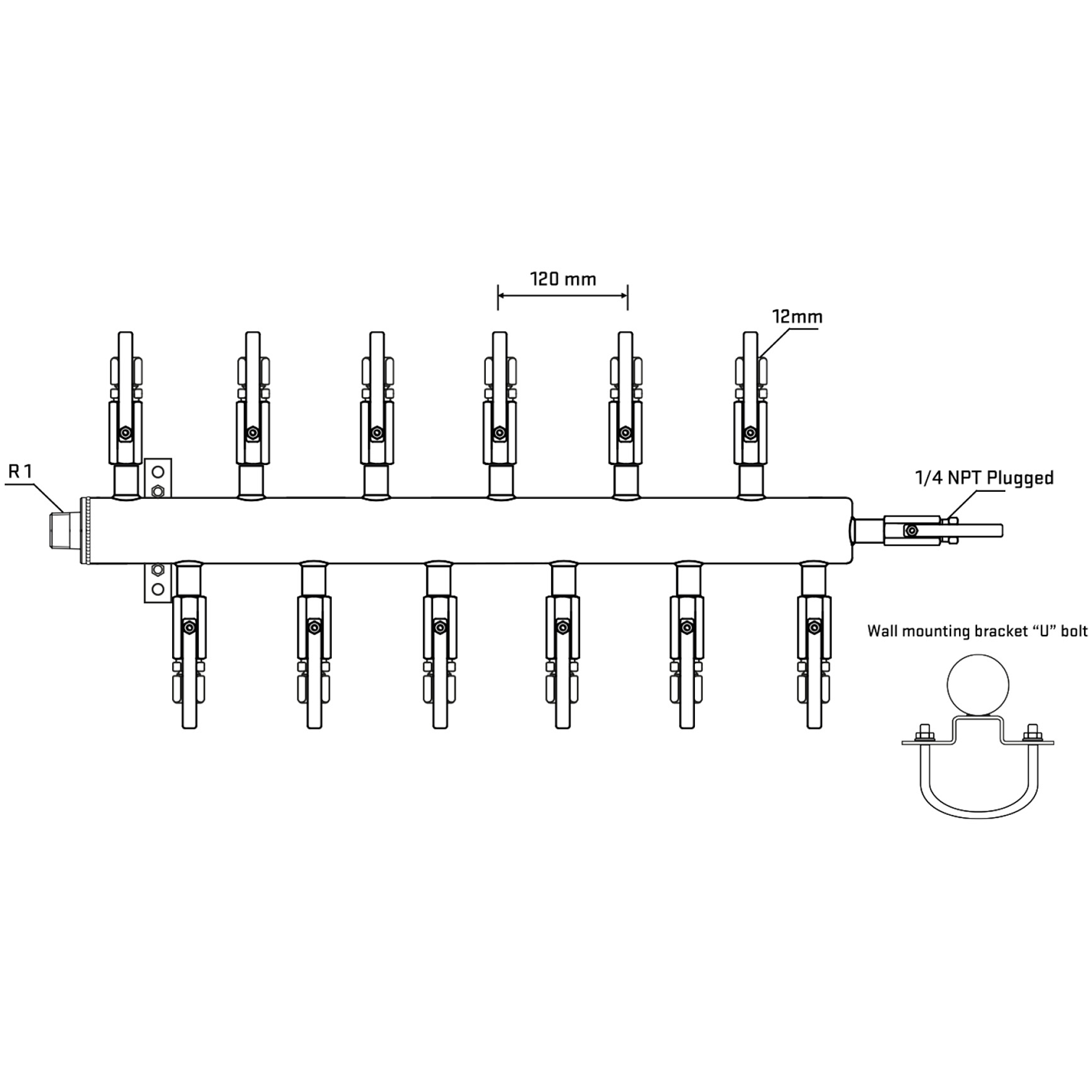 M5F2B100521 Manifolds Stainless Steel Double Sided