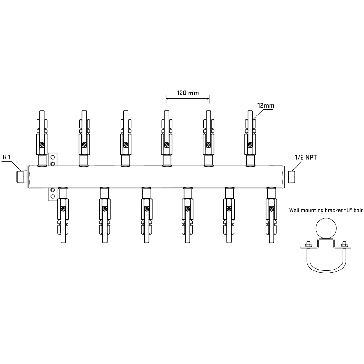 M5F2B100531 Manifolds Stainless Steel Double Sided