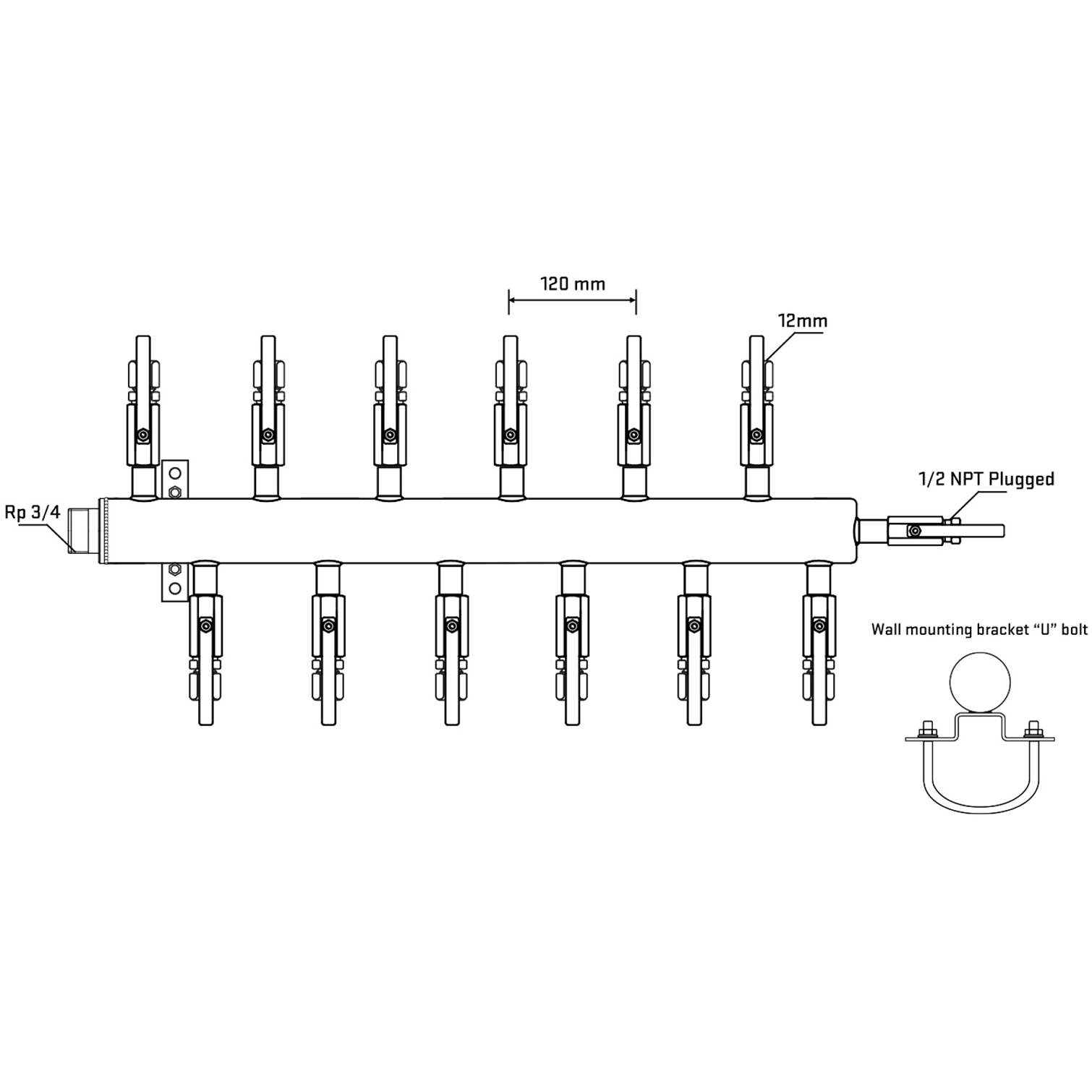 M5F2B100611 Manifolds Stainless Steel Double Sided