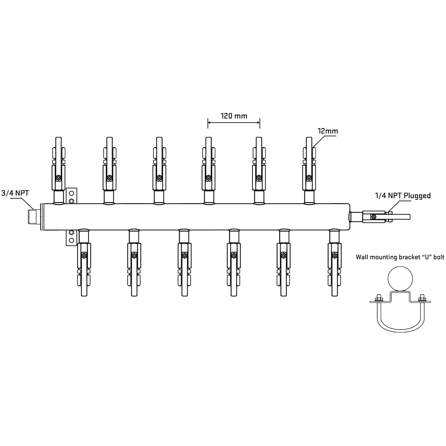 M5F2B100821 Manifolds Stainless Steel Double Sided