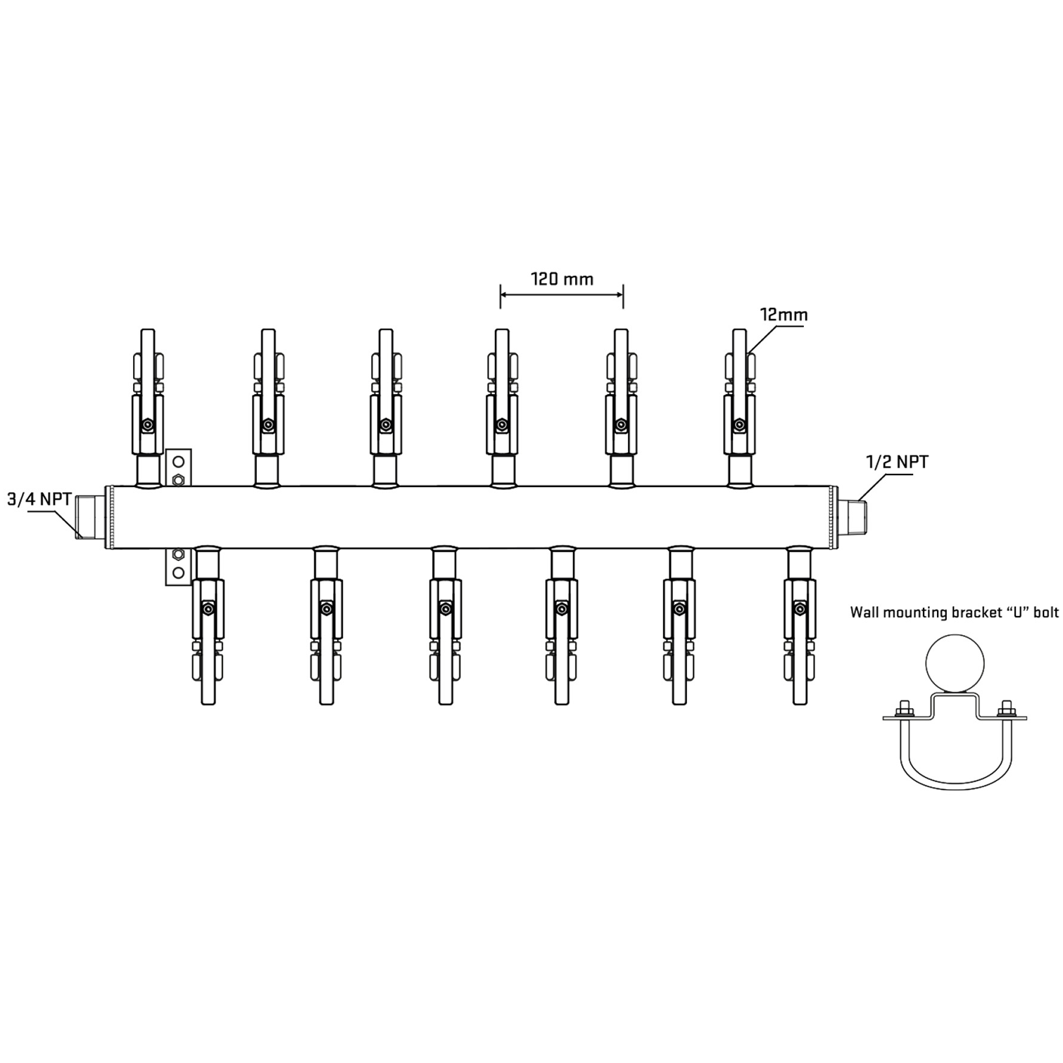 M5F2B111031 Manifolds Stainless Steel Double Sided