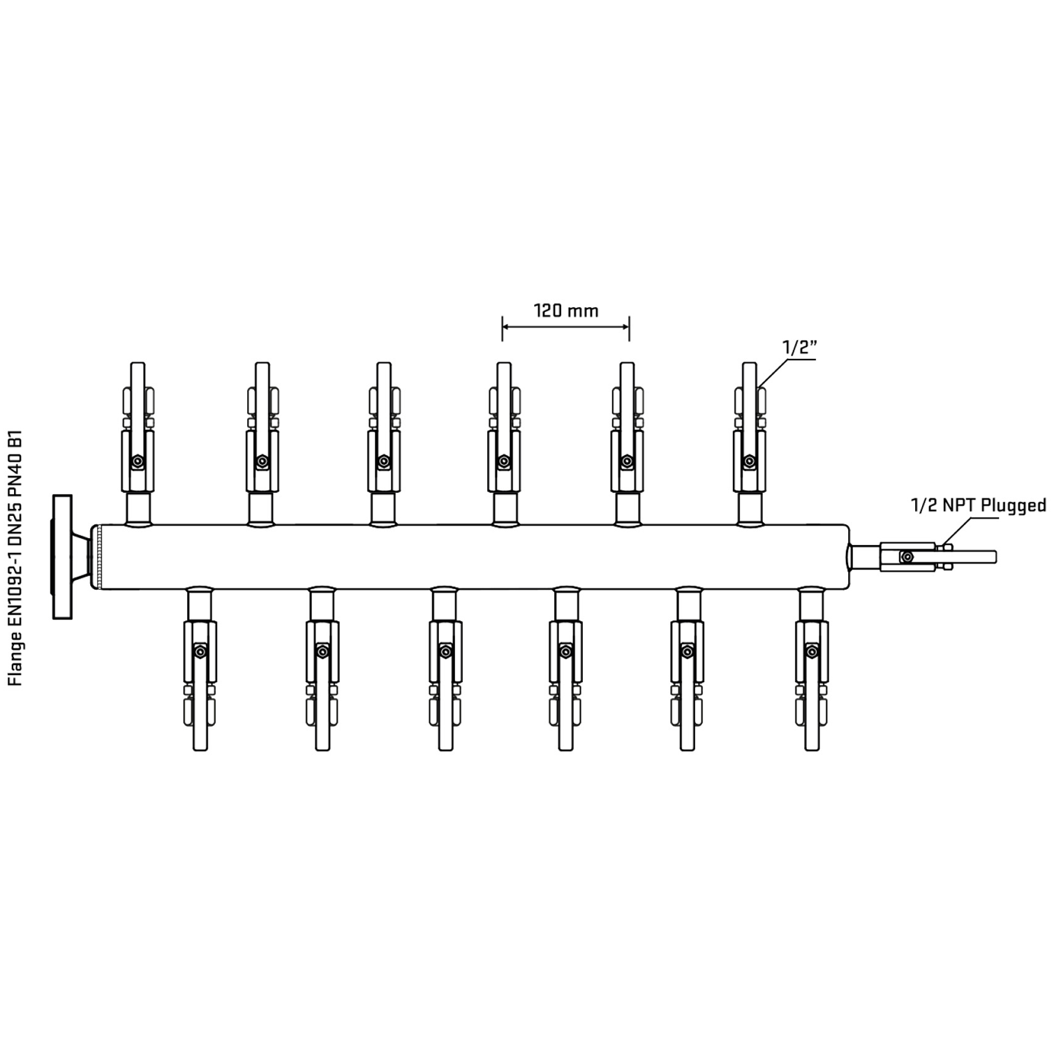 M5F2B120310 Manifolds Stainless Steel Double Sided