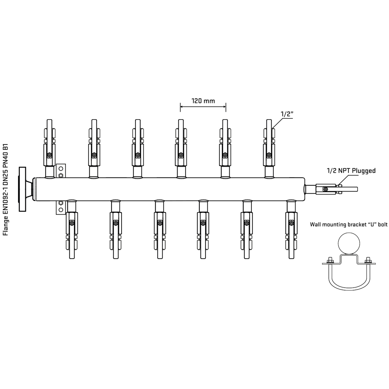 M5F2B120311 Manifolds Stainless Steel Double Sided