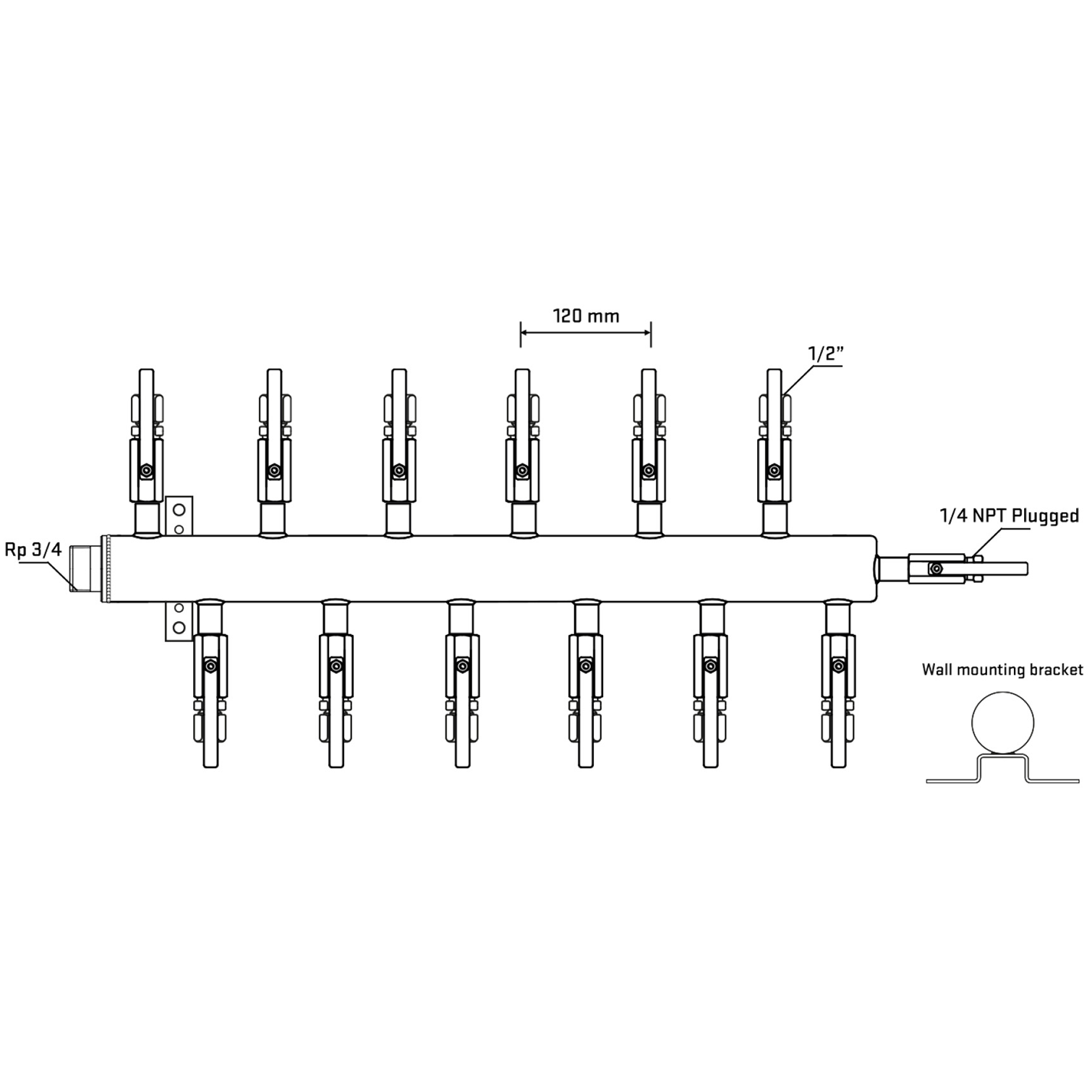 M5F2B120622 Manifolds Stainless Steel Double Sided