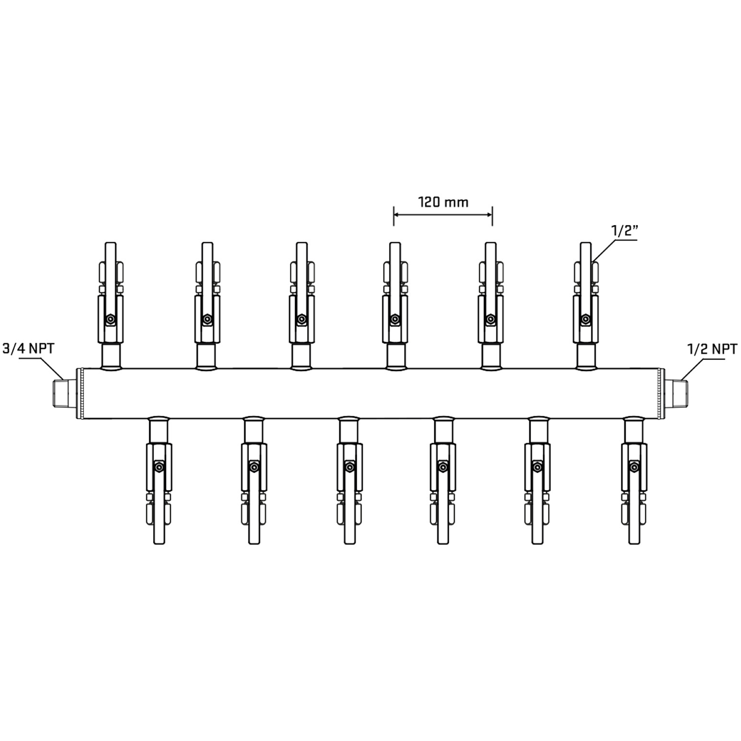 M5F2B120830 Manifolds Stainless Steel Double Sided