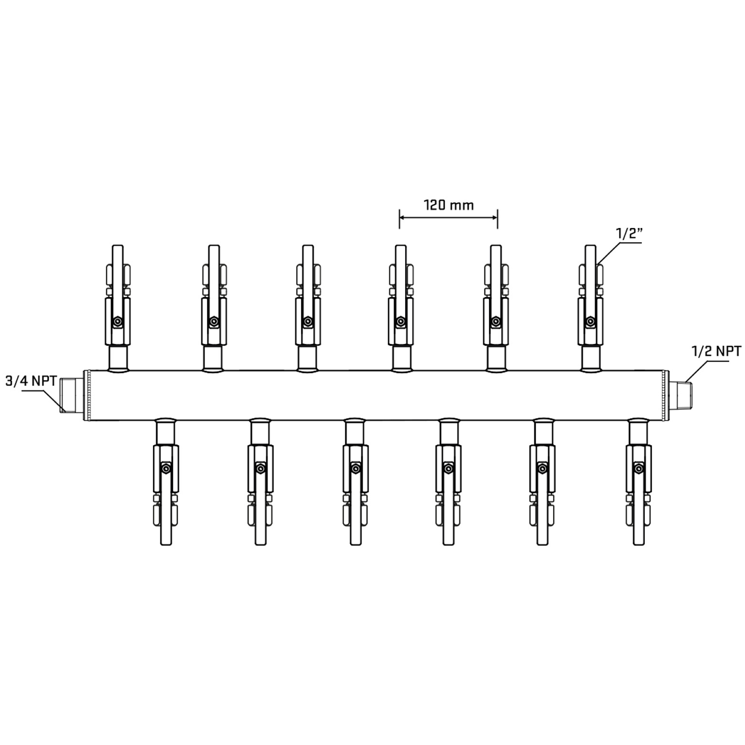 M5F2B121030 Manifolds Stainless Steel Double Sided